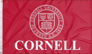 Red 3x5 foot wide Cornell University Flag with University Seal Logo and Two Metal Grommets