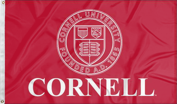 Red 3x5 foot wide Cornell University Flag with University Seal Logo and Two Metal Grommets
