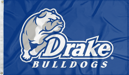 Blue 3x5 foot wide Drake University Bulldogs Flag with two metal grommets