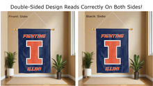 Load image into Gallery viewer, fighting illini logo reading correctly on both sides of double sided house flag
