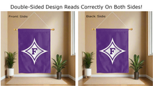 Load image into Gallery viewer, furman diamond f logo reading correctly on both sides of house flag
