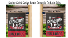 Load image into Gallery viewer, Georgia 2024 SEC Football Champions logo reading correctly on both sides of garden flag
