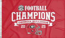 Load image into Gallery viewer, georgia football flag with sec champions logo for man cave decor
