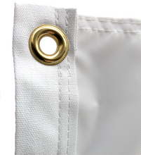 Load image into Gallery viewer, Gold Metal grommet of white University of Nebraska applique flag
