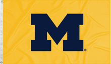 Load image into Gallery viewer, Gold University of Michigan Applique Flag for yard and man cave decor
