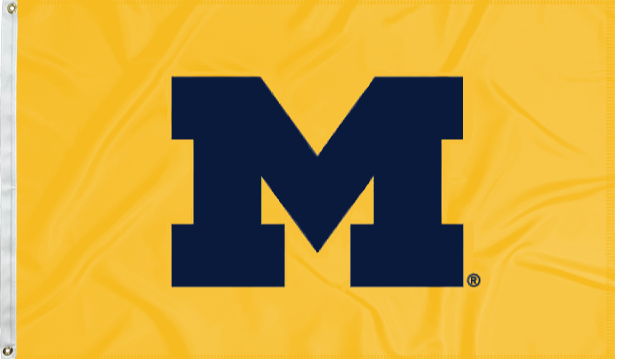 Gold University of Michigan Applique Flag for yard and man cave decor