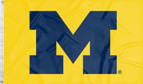 Gold 3x5 foot wide University of Michigan Flag for man cave decor