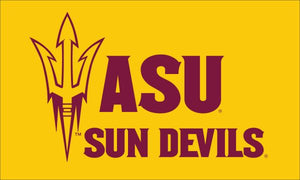 Gold 3x5 ASU Flag with ASU Sun Devils Logo 
