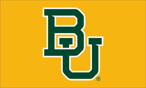 Gold Baylor Flag with Green BU Logo