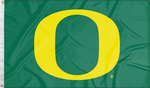 Load image into Gallery viewer, Green University of Oregon 3x5 Flag for indoor sports décor with metal grommets
