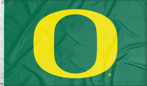 Green University of Oregon 3x5 Flag for indoor sports décor with metal grommets