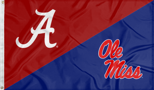 red and blue Alabama Ole Miss house divided flag