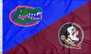 blue and maroon house divided Florida FSU Game Time Flag