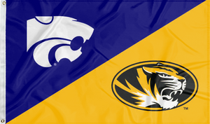 purple and gold Kansas State Missouri house divided flag