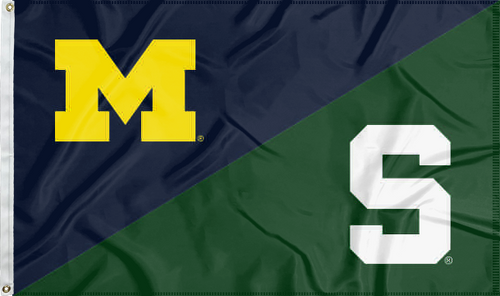 blue and green Michigan MSU House divided with S Logo