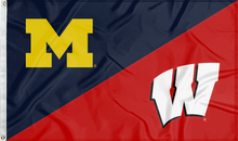 Load image into Gallery viewer, blue and red Michigan Wisconsin House divided flag
