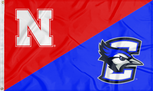 red and blue Nebraska Creighton House divided flag for sports décor