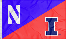 Load image into Gallery viewer, Northwestern University - University of Illinois 3x5 House Divided Flag
