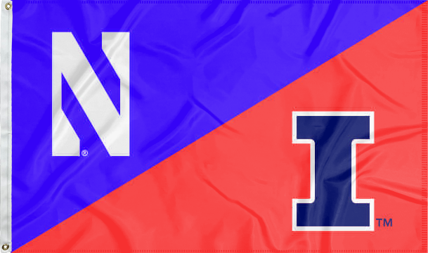 Northwestern University - University of Illinois 3x5 House Divided Flag