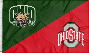 green and red house divided Ohio Ohio State game flag for sports décor