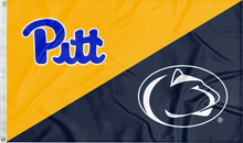 Load image into Gallery viewer, gold and navy Pittsburgh Penn State House Divided flag for sports décor
