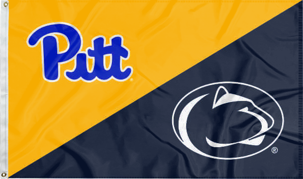 gold and navy Pittsburgh Penn State House Divided flag for sports décor