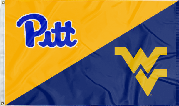 gold and blue Pittsburgh West Virginia House Divided Flag for sports décor