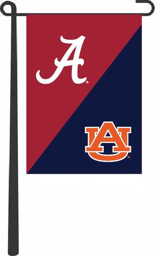 13x18 House Divided Garden Flag with University of Alabama and Auburn University Logos