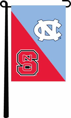 13x18 House Divided Garden Flag with University of North Carolina and North Carolina State University Logos