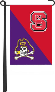 North Carolina State University - East Carolina State University House Divided Garden Flag