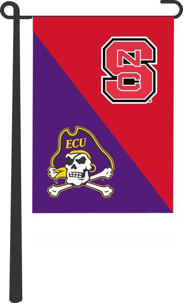 North Carolina State University - East Carolina State University House Divided Garden Flag