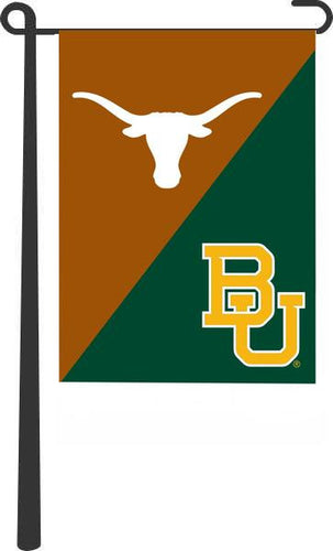 13x18 House Divided Garden Flag with Texas vs Baylor Logo