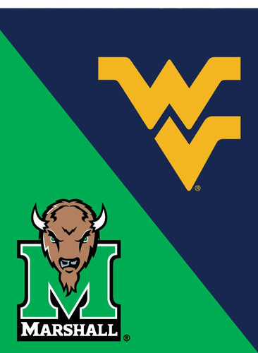 House Divided House Flag with Marshall University and West Virginia University Logos