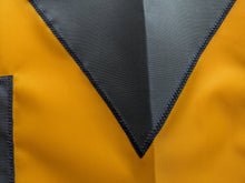 Load image into Gallery viewer, Hand Sewn Blue Michigan M Logo on gold University of Michigan Applique Flag
