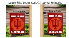 Load image into Gallery viewer, Indiana basketball logo reading correctly on both sides of garden flag
