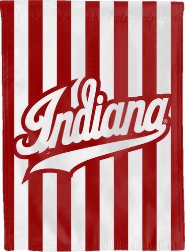 Indiana University house flag with red and white background