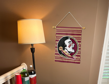 Load image into Gallery viewer, indoor display of FSU garden flag with spear background for yard decor
