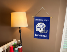 Load image into Gallery viewer, montana state bobcats football garden flag hung inside a dorm

