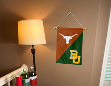 Load image into Gallery viewer, Texas Baylor house divided garden flag hung inside college dorm
