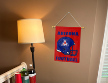 Load image into Gallery viewer, university of arizona football garden flag hung inside for man cave decor
