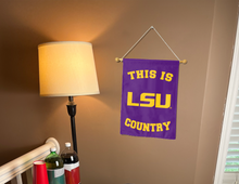 Load image into Gallery viewer, this is lsu country garden flag hung inside college dorm for man cave decor
