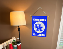 Load image into Gallery viewer, kentucky volleyball garden flag hung inside a college dorm for decor
