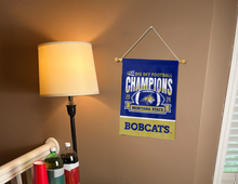 Load image into Gallery viewer, Montana State BIG SKY football champions garden flag hung indoors
