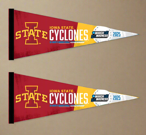 Two red and gold March Madness Iowa State Basketball Pennants for indoor home décor