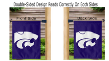Load image into Gallery viewer, kansas state university garden flag hanging on mailbox flagpole
