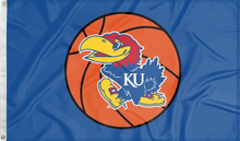 Load image into Gallery viewer, 3x5 University of Kansas Basketball Flag for tailgate decor
