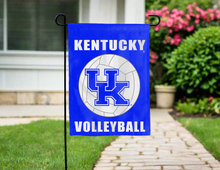 Load image into Gallery viewer, Kentucky Volleyball Garden Flag hung outside for yard decor
