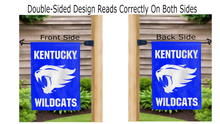 Load image into Gallery viewer, kentucky wildcats logo reading correctly on both sides of garden flag
