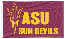 Load image into Gallery viewer, Maroon 3x5 ASU Flag with ASU Sun Devils Logo and Two Metal Grommets
