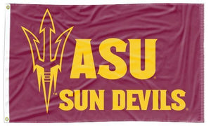 Maroon 3x5 ASU Flag with ASU Sun Devils Logo and Two Metal Grommets